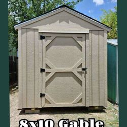 8x10 Gable shed/storage includes: 2 windows, 2 free shelves , (5 year warranty price flat no hidden fees!)