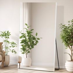 brisafe 71"x40" Full Length Mirror, Oversize Shatterproof Standing Mirror, 0.04mm Nano-film Ultra Light Mirror for Gym Home Living Room Bedroom, White