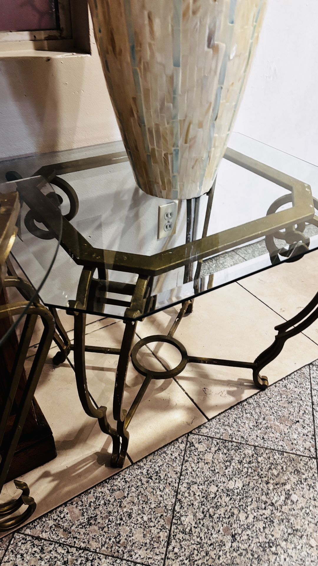 “End Table” Gold Metal Frames - Glass Top