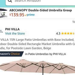 Rectangle Umbrella double Sided  Whit base New $120