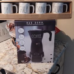 Rae Dunn Espresso Pot And Mugs