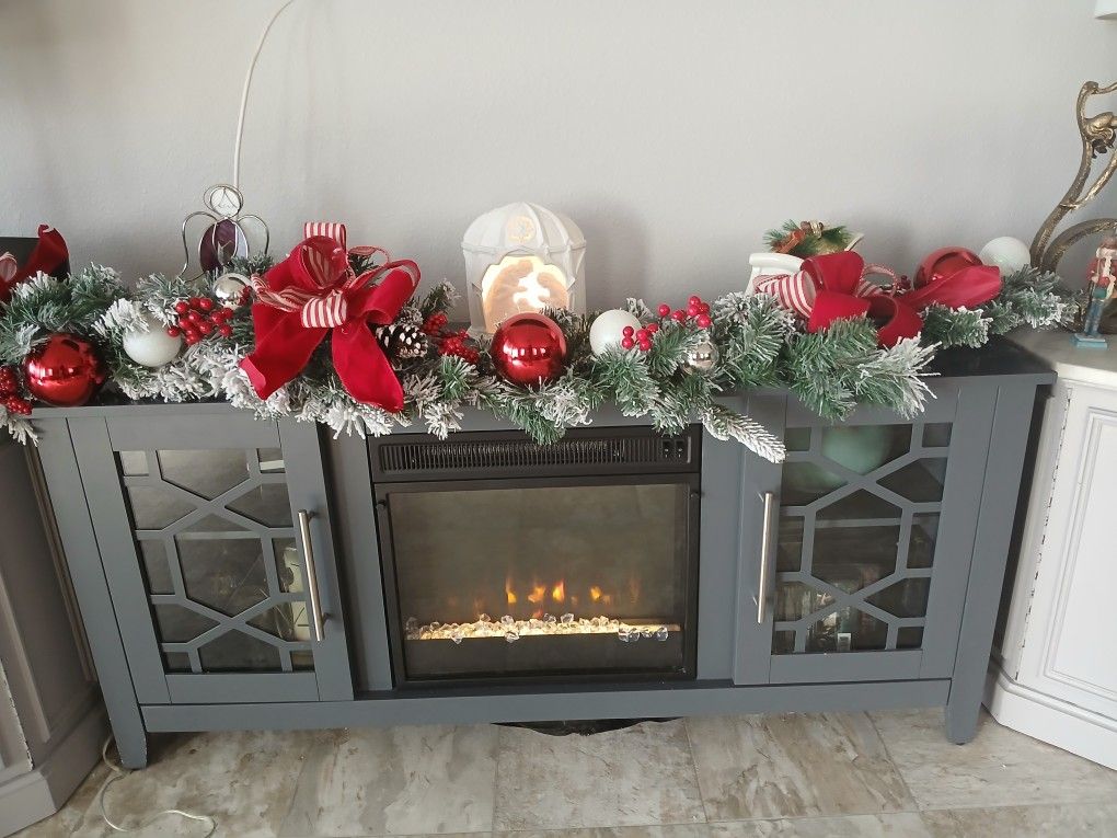 Beautiful TV Table With Fireplace