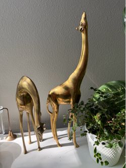2pc set Mid Century Brass Giraffes