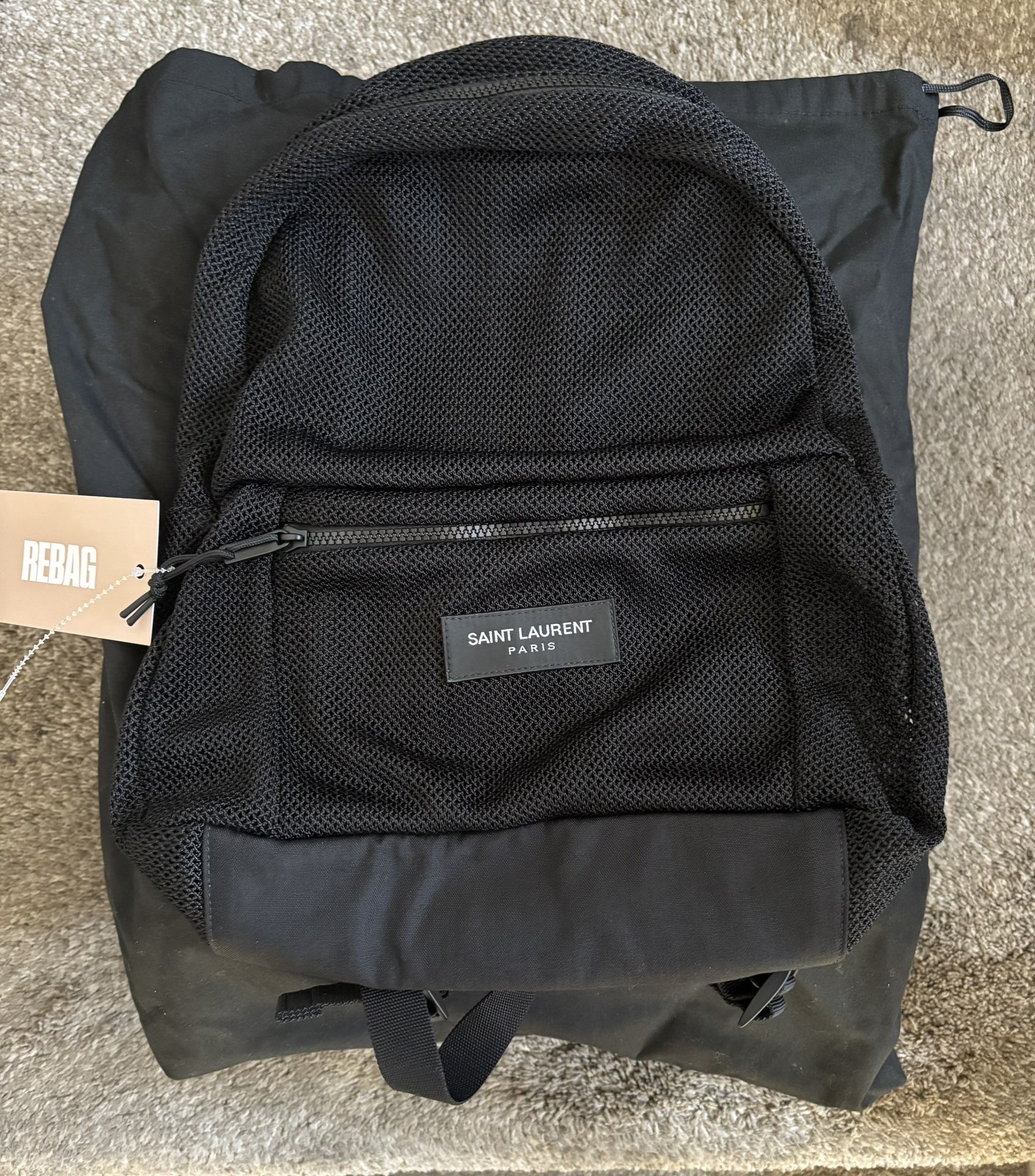 Yves Saint Laurent Black Mesh Backpack - With Dust Bag