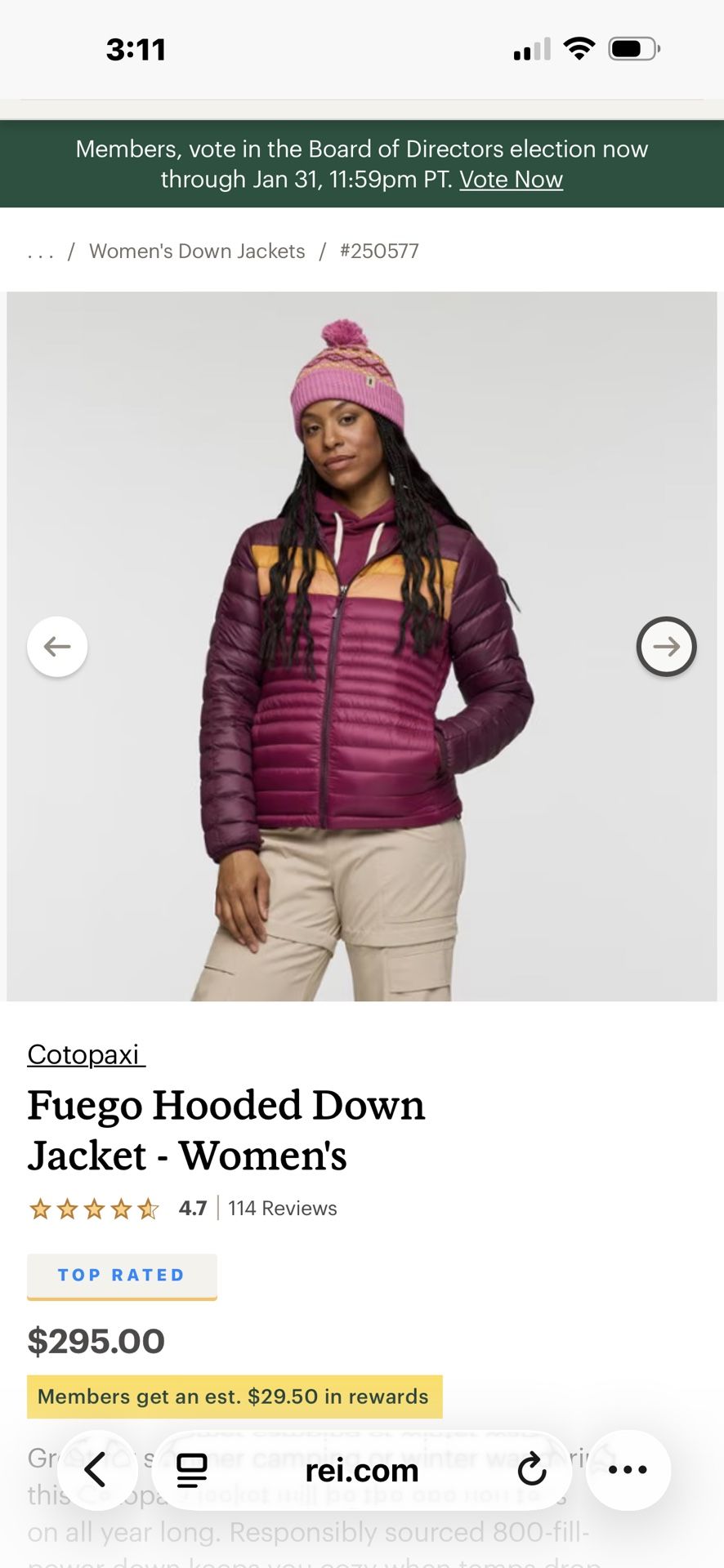 **Brand New **Cotopaxi Fuego Hooded Down Jacket Women's Size L