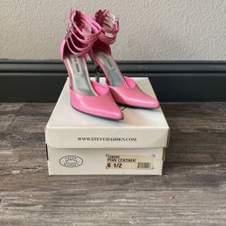 Bubble gum Pink ankle strap high heel shoes
