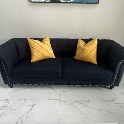 Navy Blue Sofa + 2 Matching Chairs – Pickup Only