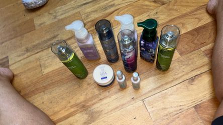 hand soaps , fragrance hand spray, hand sanitizer, foot crème bundle  $50