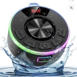 Tukio Bluetooth Speaker, lPX7 Waterproof Shower Portable Speaker with LED Light, Bluetooth 5.4 HD Stereo Sound, Digital Display with Suction Cup