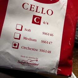 Super Sensitive Red label 4/4 Cello C String New 