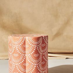 Anthropologie Scalloped Ceramic Side Table - Coral