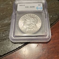 1902-O Morgan Silver Dollar Graded AU58 UNC 