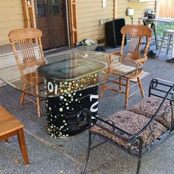 Table and chairs and iron  Bench