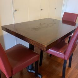 Solid Wood Dinner Table With 3 Chairs