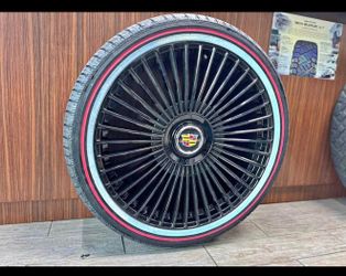 24” MULTI SPOKE WHEELS GLOSS BLACK + 305-35-24 VOGUE RED LINE TIRES (4) ESCALADE AND MORE-WE FINANCE