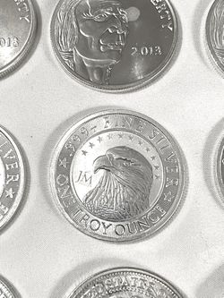 In Great Condition (14)  .999 Fine Silver 1 Troy Oz Each Different Designs Silver Rounds & 1987 Issue “We The People” Liberty Silver Dollar Proof  Thumbnail