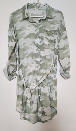 Women's Whtie Green Shirt Dress Size XL