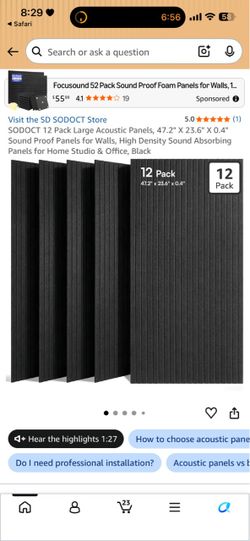 Acoustic Foam Panels 12 Pack Black