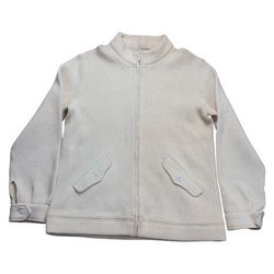 Vintage 70s Colmar Italy Full-Zip Knit Cardigan Jacket Cream Mock Neck Adult Size Small Ski