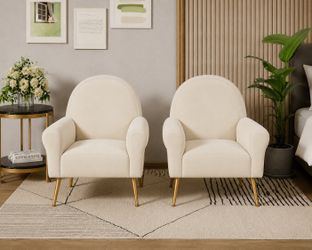 Velvet Accent Chair Modern Barrel Chair Upholstered Armchair Sofa Chair Club Side Chair with Golden Legs for Living Room