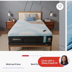 🔥 Tempur-Pedic LuxeBreeze® Medium Hybrid + Adjustable Base (QUEEN) – LIKE NEW 🔥