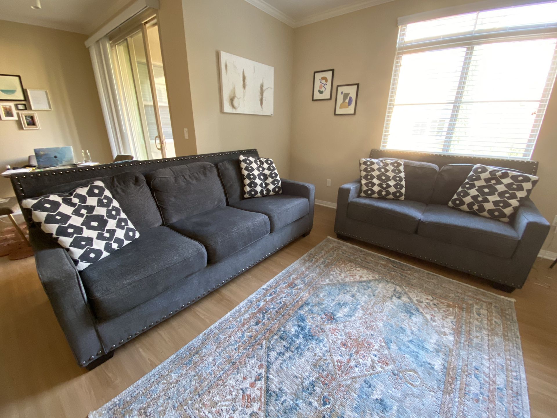 Gray sofa set (couch and loveseat)
