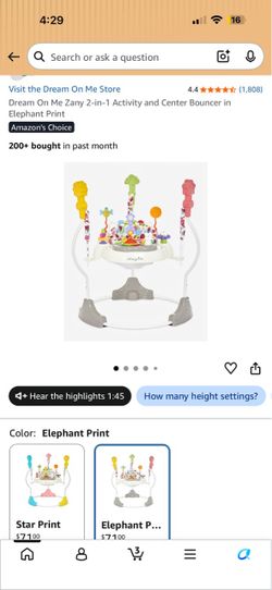 New Dream On Me 2 in 1 Activity Baby Bouncer