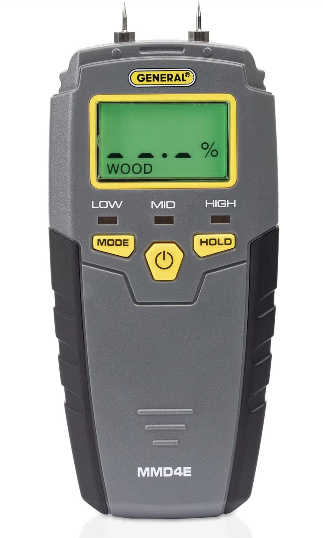 General Tools MMD4E Digital Moisture Meter, Water Leak Detector, Moisture Tester, Pin Type, Backlit LCD Display With Audible and Visual High-Medium-Lo