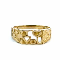 Woman’s Ladies 10k Yellow Gold Nugget I Love ❤️  You Ring Size 7 GP3134914