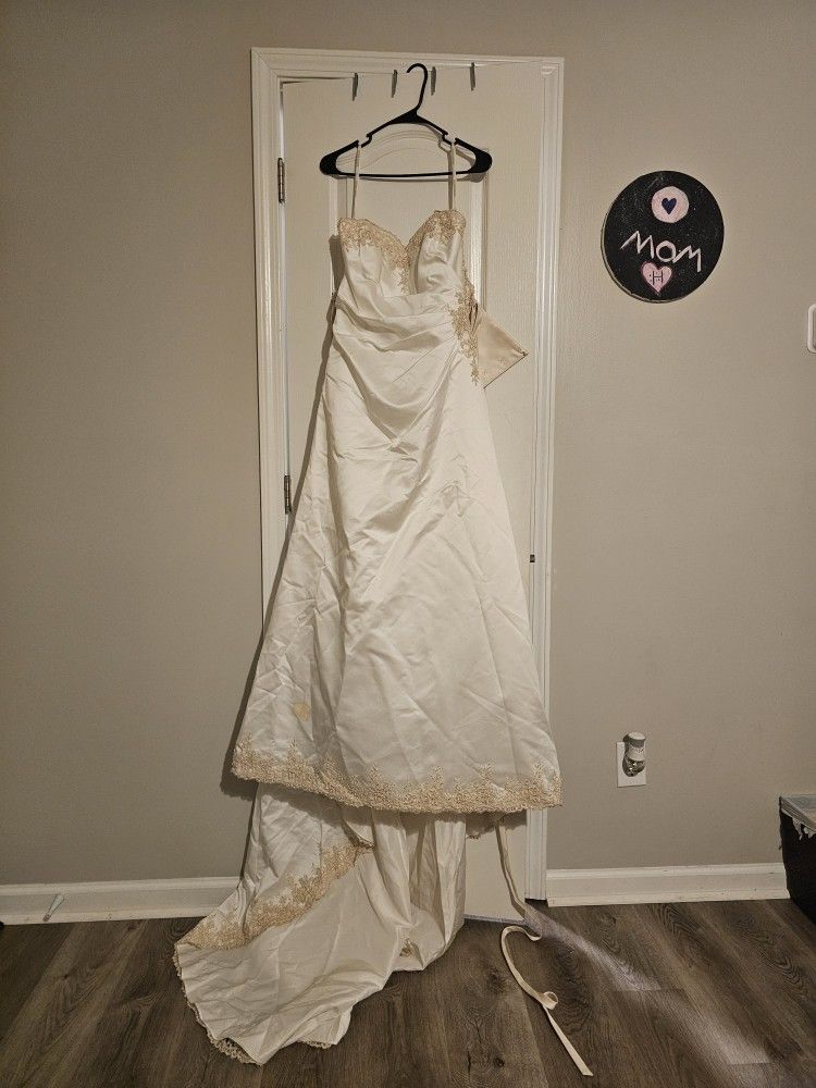 David's Bridal Strapless WEDDING GOWN