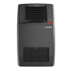 Lasko 1500-Watt 20 in. Black Electric Console Ceramic Space Heater with Tip-Over Switch, Adjustable Louvers, Timer, Remote