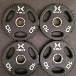 New Rubber Coated Olympic Weight Plates (4x10Lbs) for $60 Firm (Walnut 91789)