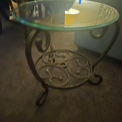 French Rod Iron Glass Top Table