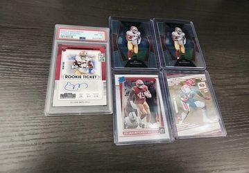 2021 Panini Contenders Rookie Ticket Elijah Mitchell Auto PSA 8 + 4 Rc Cards