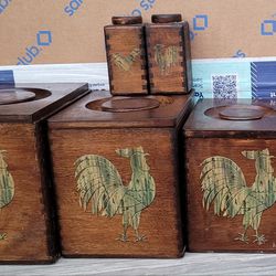 Vintage 6 Piece Wood Canister Set