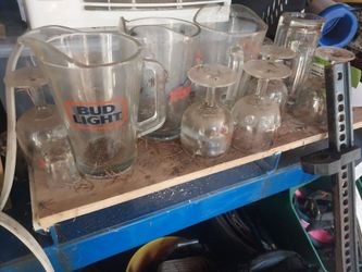 Beer pitchers and glasses