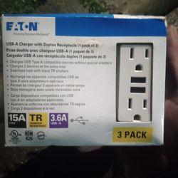 EATON USB CHARGER TAMPER RESISTANT 15AMP GFCI Outlets 