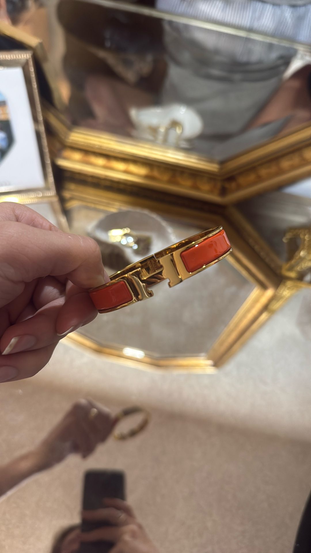 Hermes Orange/gold Bracelet 