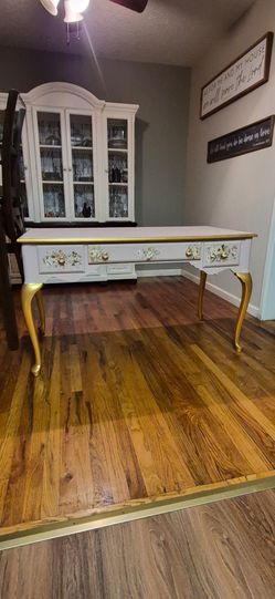 Painted Queen Anne Writing Desk with Floral Details
