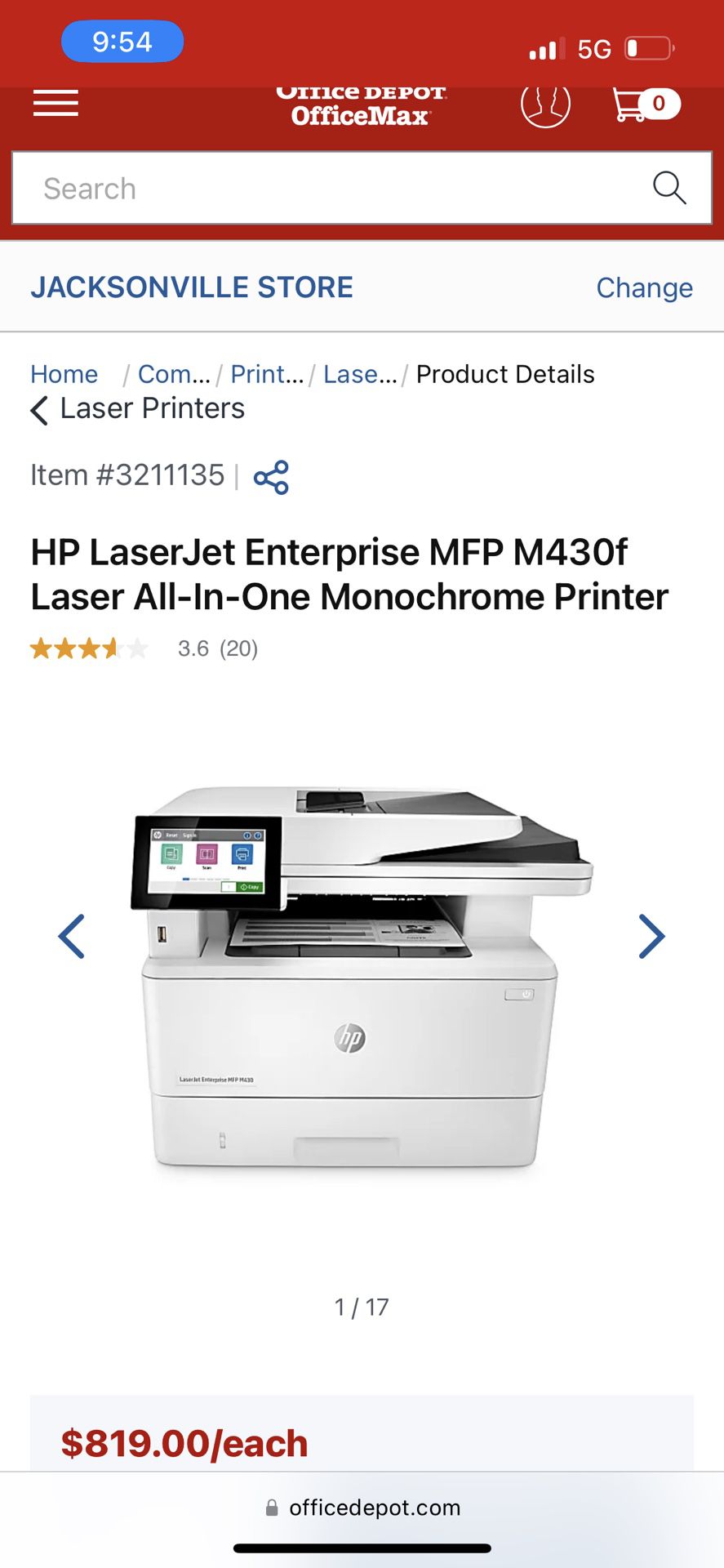HP Laser Jet MFP M430F Laser All In One Printer