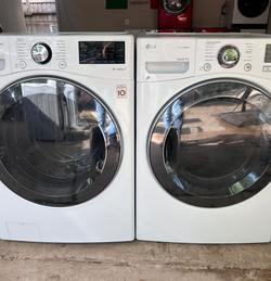 LG Front Load Washer & Dryer Set, White, SteamDry