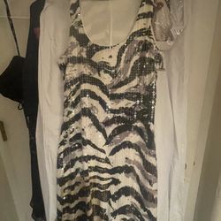 Zebra Animal Print Sequined Dress S