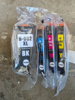 (4) new 902 ink cartridges for HP printer black cayan magenta yellow
