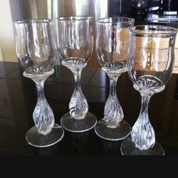  Handblown Wine Glasses Elegant Vintage 80’s