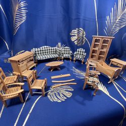 Vintage Lot Minature Furniture For Living Room - Not Sure What Kind Of Wood It Is