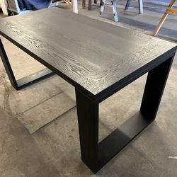 Brand New Solid White Oak Wood Desk Dining Table, Black, 60x33”