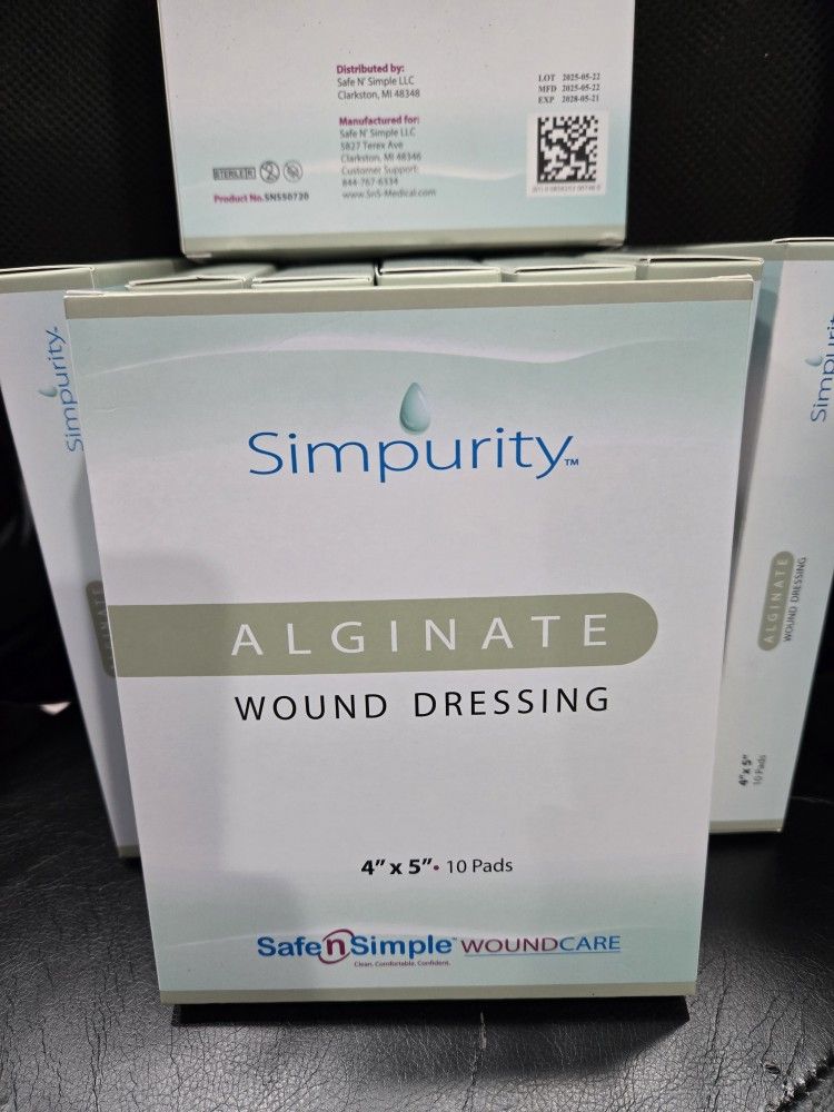 Simpurity Alginate Wound Dressing 4"x5" 10 Pads Per Box