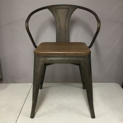 Adeco Industrial Chic-style Light Bronze Metal Stackable Cruve Armrest Chairs
