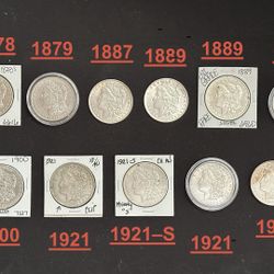 LOT 11 SILVER MORGAN DOLLAR ,  19Th  , 20Th  CENTURY ANTIQUE scarce, high-luster coin is a desirable, often uncirculated  AU/BU (Mint State) piece  . 