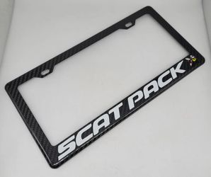 BRAND NEW DODGE SCAT PACK 100% Real Carbon Fiber License Plate Frame Tag Cover Original 3K